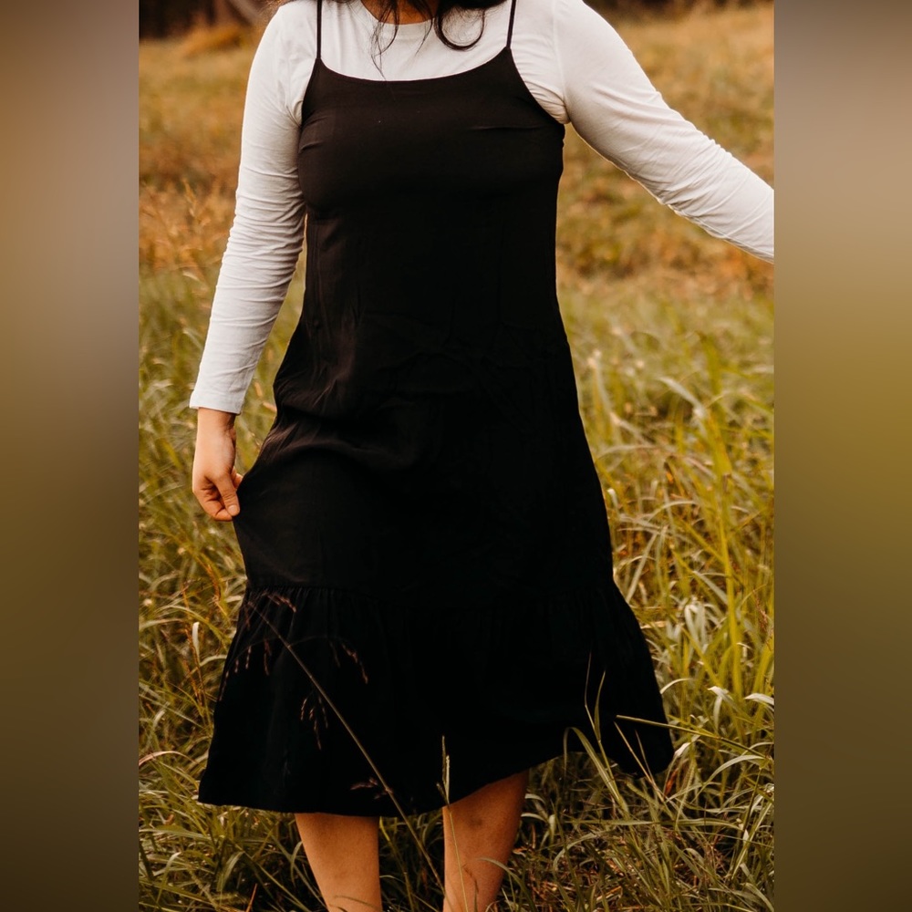 Black midi dress spaghetti strap